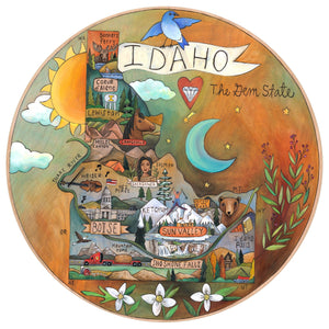Handmade Idaho lazy susan with designs inspired by its vast beauty of landscape and wildlife.