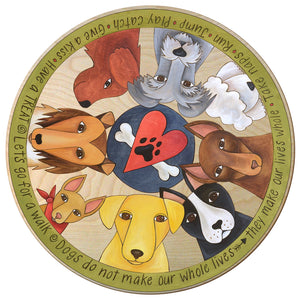 "Life With Dogs" Lazy Susan – A dog motif lazy susan with a whole pack of pups