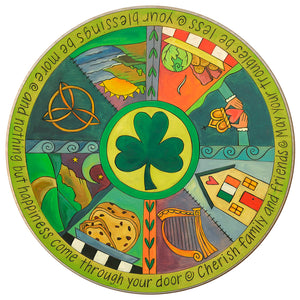 "Luck of the Irish" Lazy Susan – An emerald Irish pie piece motif front view