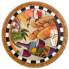 "Nice Spread" Lazy Susan – Beautiful artisan printed lazy susan featuring a banquet spread and black and white checks front view