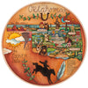 "OKIE Dokie" Lazy Susan – A gorgeous painted map of Oklahoma's unique landmarks and wildlife on a functional lazy susan.