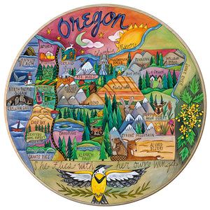 "She Flies with Her Own Wings" Lazy Susan – Charming map motif the beloved Pacific Northwest state Oregon