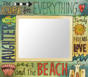 "La Playa" Picture Frame – Beautiful artisan printed picture frame with beach and coastal themes front view