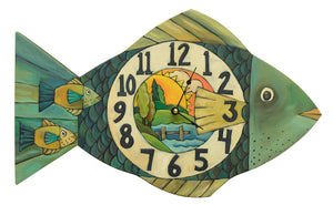 "Lake Time" Fish Clock – A fresh water fish clock done in beautiful earth tones front view
