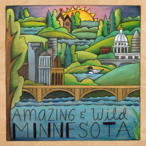 "Land of Lakes and Loons" Plaque – Beautiful artisan printed plaque honoring "Amazing & Wild Minnesota" front view