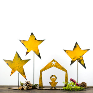 Small Nativity Sculpture – Stable and manger scene is perfect to display alone or add stars for a one-of-a-kind nativity set displayed with extra star sculptures