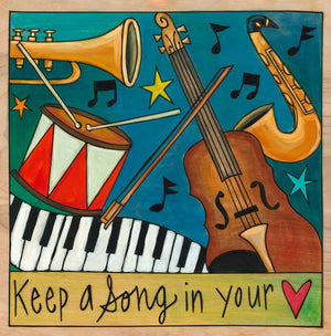 "Song in Your Heart" Plaque – March to the beat of your own drum with this playful musical instrument plaque front view