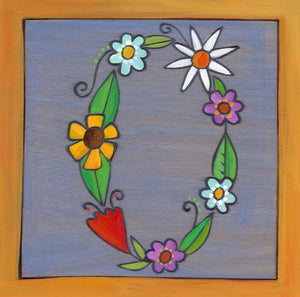 Sincerely, Sticks "O" Alphabet Letter Plaque option 2 written out in flowers