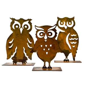 Horned Owl Sculpture – "Owl" you need for charming fall decor is this side profile owl sculpture that pairs great with pumpkin sculptures with other owls on a white background