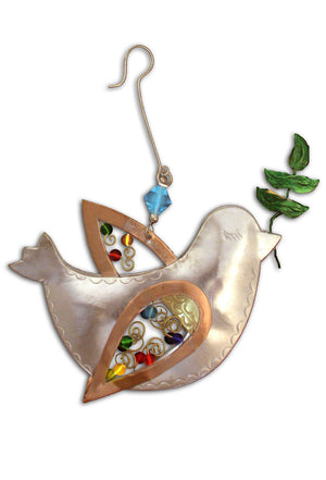 Peace Dove Ornament – Beautiful peace dove ornament with beaded wings and an olive branch