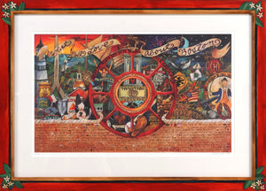 Framed WWLA Boston Lithograph –  "What We Love About Boston" litho print in handcrafted Sticks frame