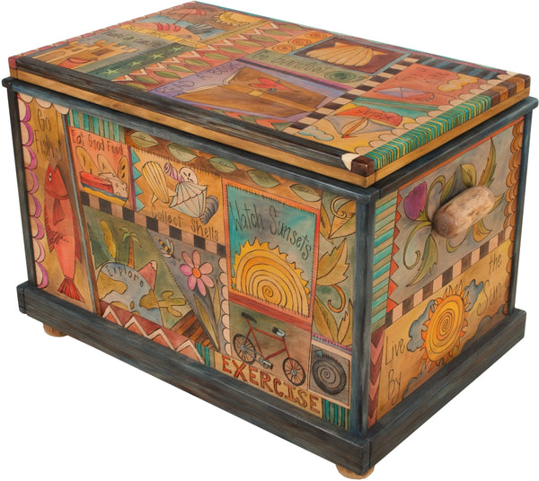 Chest –  "Go Barefoot" chest with nautically themed motif