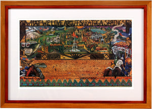 Framed WWLA Saratoga Springs Lithograph –  "What We Love About Saratoga Springs" litho print in a handcrafted Sticks frame