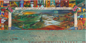WWLA Iowa Lithograph 2006 Edition –  "What We Love About Iowa" lithograph with sun and moon over beautiful landscapes of the changing four seasons motif
