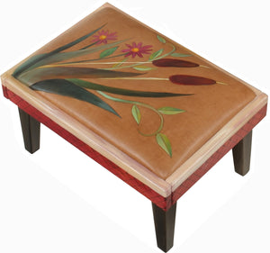Ottoman –  Perfect homage to wetlands and prairielands, this design features wildflowers and cattails main view