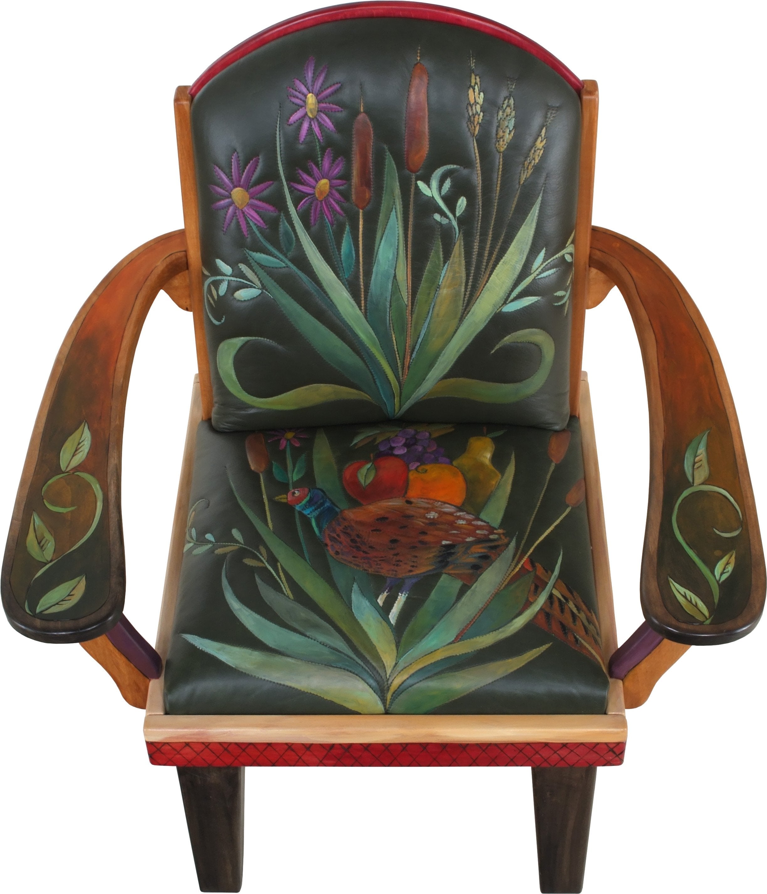 Friedrich's Chair and Matching Ottoman –  Friedrich's chair with ottoman with pheasant and floral motif