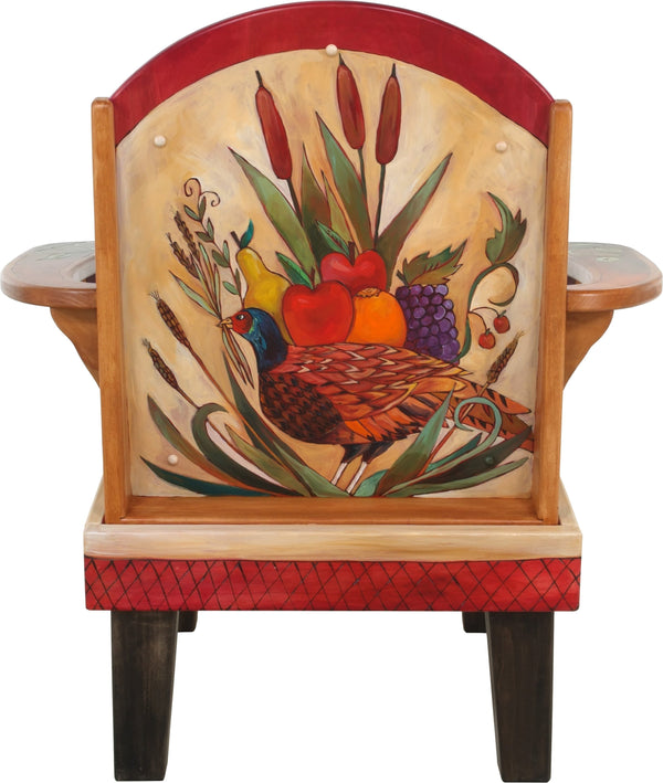 Friedrich's Chair and Matching Ottoman –  Friedrich's chair with ottoman with pheasant and floral motif