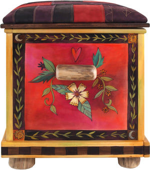 Chest with Leather Top –  Chest with Leather Top with sun and moon on the horizons motif