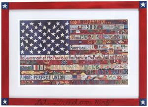 Framed American Flag Lithograph