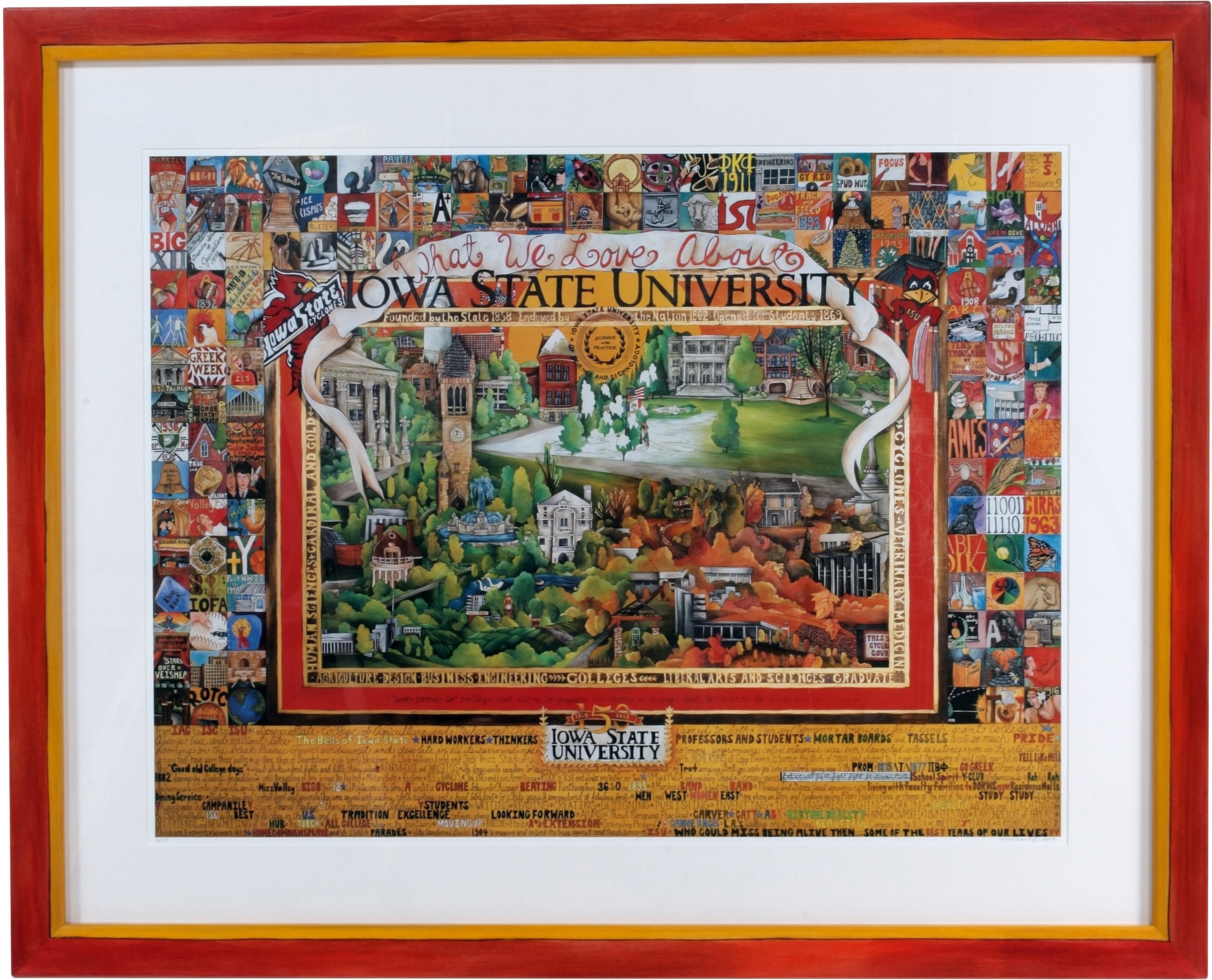 Framed WWLA Iowa State University Lithograph –  