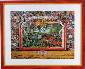 Framed WWLA Iowa State University Lithograph –  "What We Love About Iowa State University" litho print in a handcrafted Sticks frame
