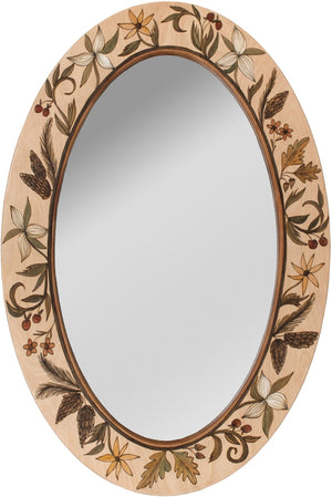 Oval Mirror –  Neutral floral mirror with beautiful seasonal foliage