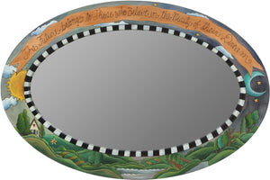 Oval Mirror –  "The Future belongs to those who Believe in the Beauty of their Dream" landscape, sun, moon, and sky mirror