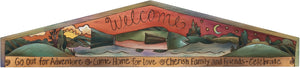 Door Topper –  "Welcome" door topper with painted landscape and fish at center