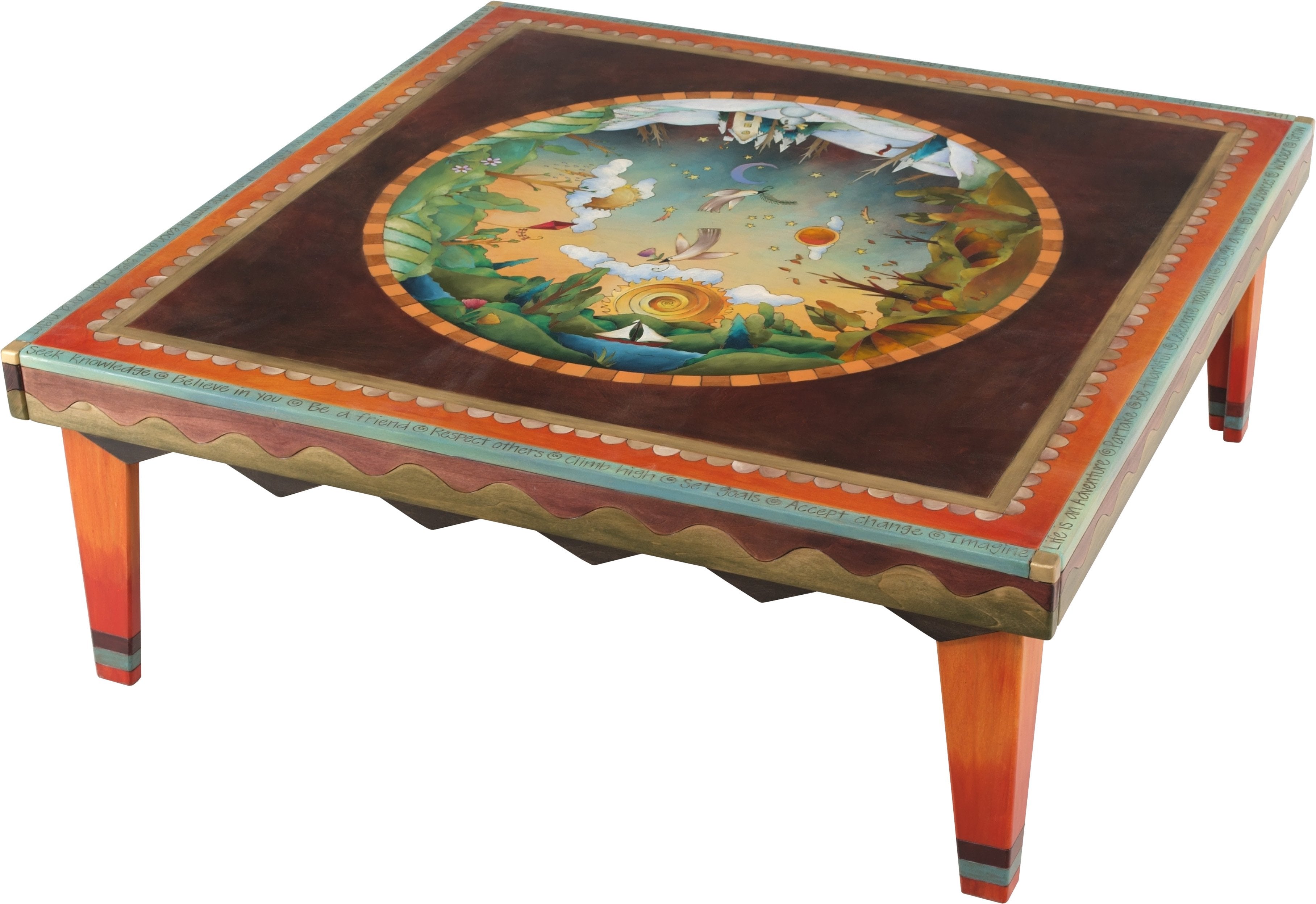 Sticks handmade coffee table with four seasons motif