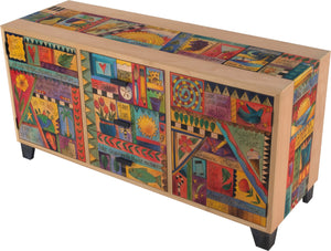 Large Buffet –  "Live by the Sun/Love by the Moon" credenza buffet with colorful sayings motif