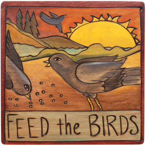 7"x7" Plaque –  "Feed the birds" bird plaque motif