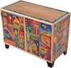 Media Buffet –  Vibrant contemporary folk art media cabinet with coastal and beach themes