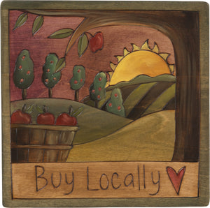 7"x7" Plaque –  "Buy locally" apple orchard plaque
