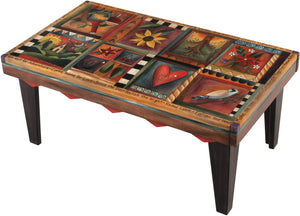 Rectangular Coffee Table –  Lovely coffee table with rich hues and colorful block icons and patterns design