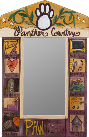 University of Northern Iowa Small Mirror –  "Panther Country" mirror with colorful block icons honoring UNI