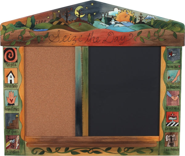 Small Activity Board –  "Seize the Day" activity board with sun and moon over the changing four seasons motif