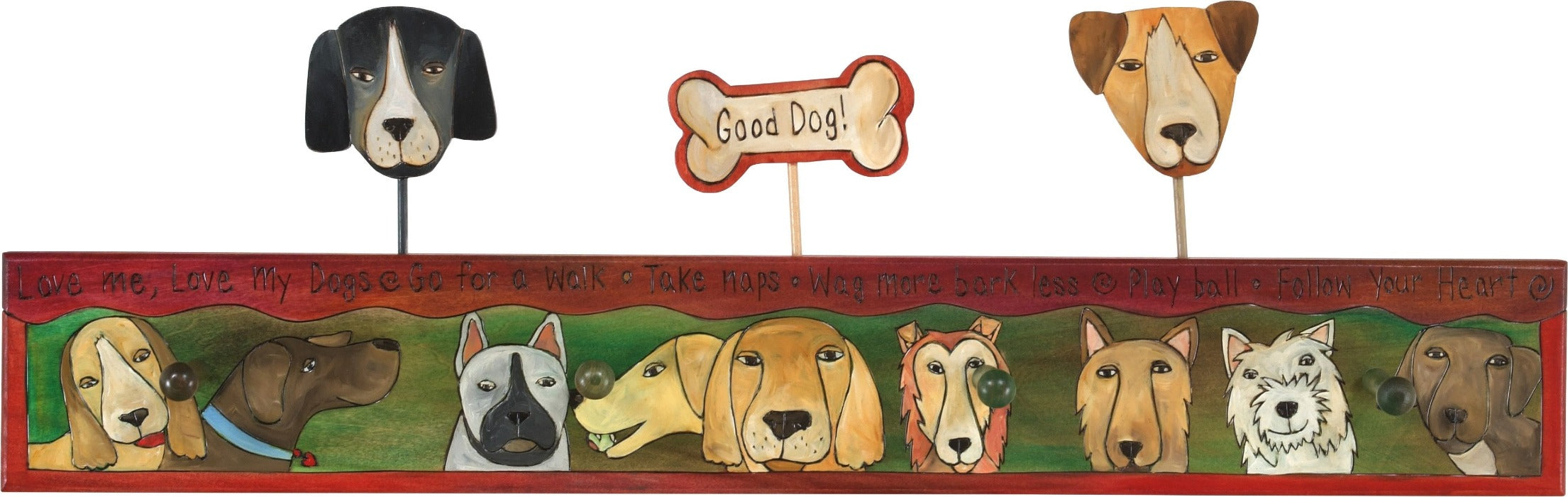 Sticks handmade coat rack with canine good dog design