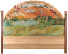 King Bed – "Come Home for Love" king bed with sun and moon over sailboat on the lake motif headboard only view