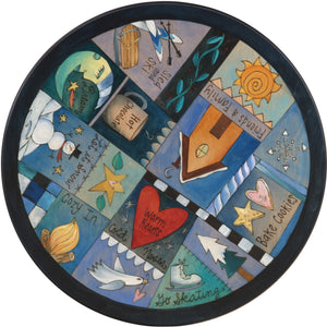 20" Lazy Susan – What we love about winter in a crazy quilt design