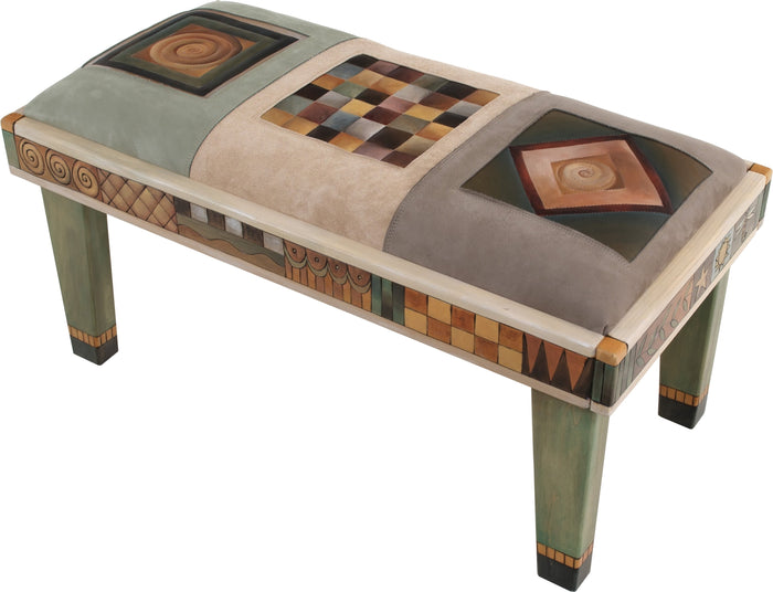 3ft Leather Seat Bench | Abstract Checks