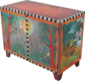 Media Buffet –  Lovely media cabinet painted in rich and vibrant hues