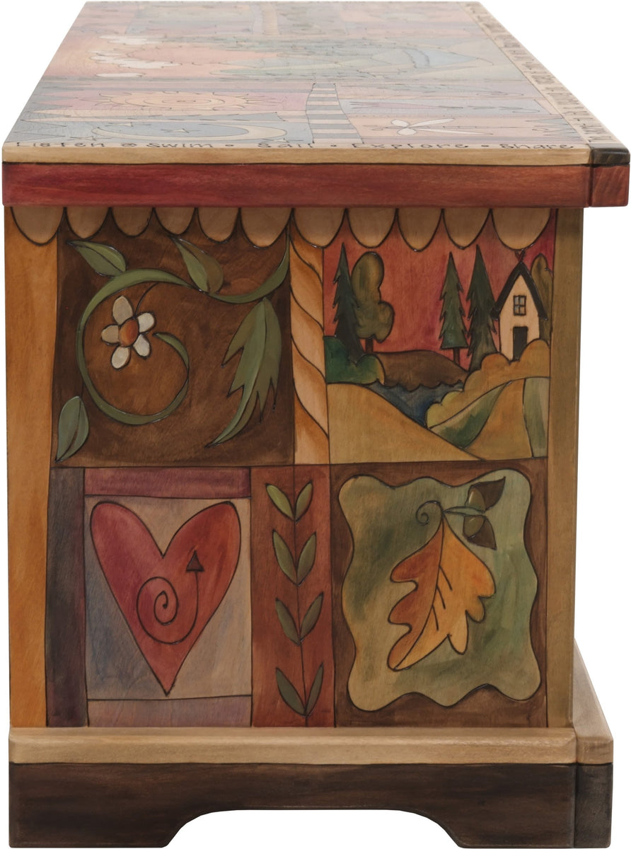 Wooden Storage Bench with Boxes | Sticks Handmade