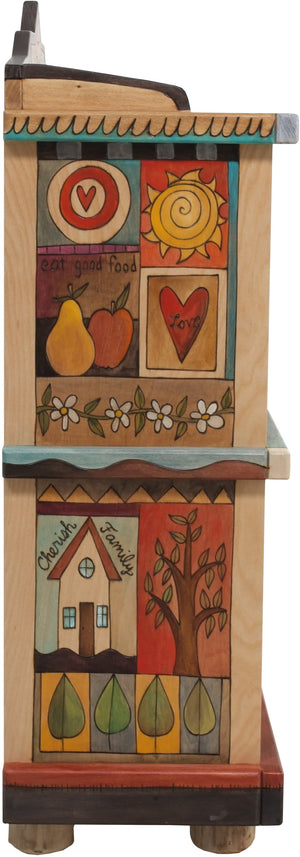 Short Bookcase –  "Cherish Family" bookcase with nature-inspired motif and natural color palette
