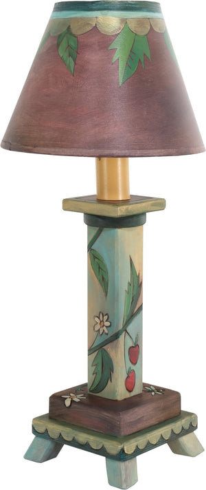 Milled Candlestick Lamp –  Floral vine motif lamp done in a rich, classic color palette