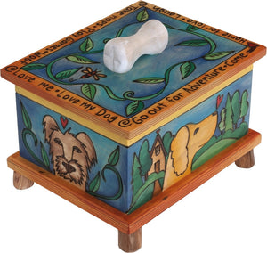 Pet Treat Box – Pups playing on rolling hills motif with a vibrant blue vibe