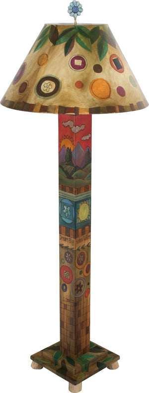 Box Floor Lamp –  Elegant floor lamp with block icons and contemporary floral elements