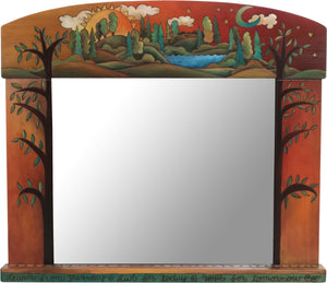 Large Horizontal Mirror –  "Learn from yesterday, live for today, hope for tomorrow" gorgeous warm tree of life and rolling hills landscape motif
