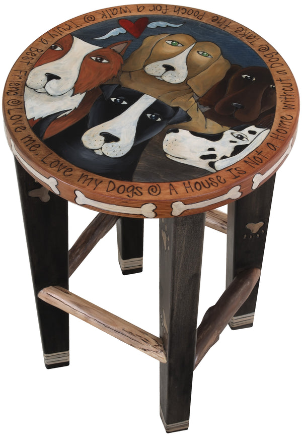 Round Stool –  Handsome stool with dog theme design