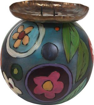 Ball Candle Holder –  Elegant and color rich candle holder with floral motifs