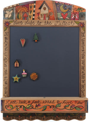 Info Center –  "Look Back/Look Ahead/Live Now" activity board with sun, moon and home motif
